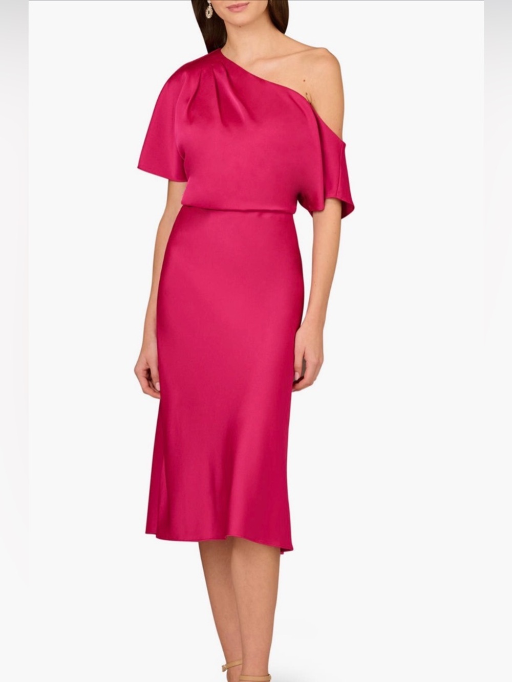 Aidan Mattox Satin One-Shoulder Cocktail Dress